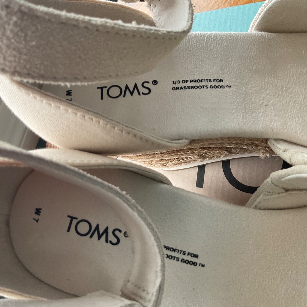 TOMS Marisol Espadrille Suede/Canvas Wedge Sandal Women’s 7 w/ box - Picture 9 of 13